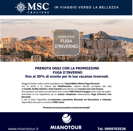 fuga d'inverno MSC 30 sconto